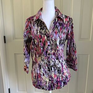 Dana Buchman multi color three quarter length top